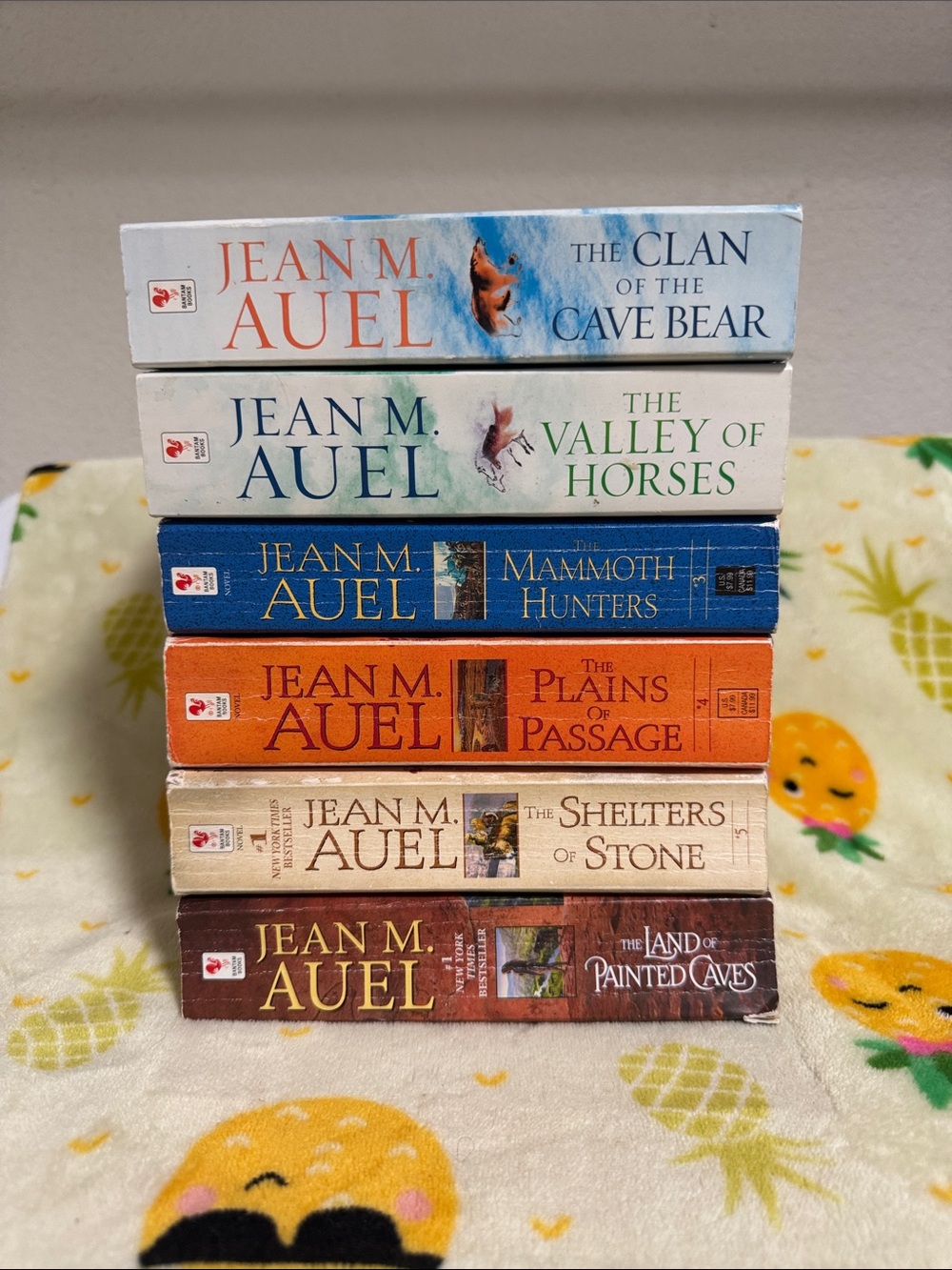 Jean M. Auel Paperback Book Set — Multicolor Spine Stack